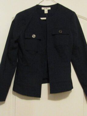 NWT WHITE HOUSE BLACK MARKET Woman's Collarless Business Jacket Size 6 Dark NAVY